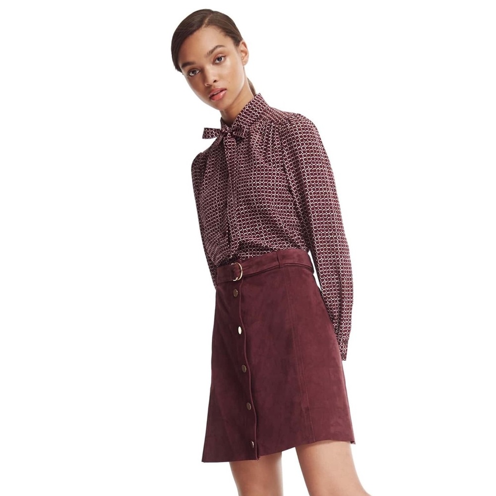 ♠️🆕 kate spade KSNY ♤ Suede A-line Skirt ♤ Wine - Picture 4 of 8